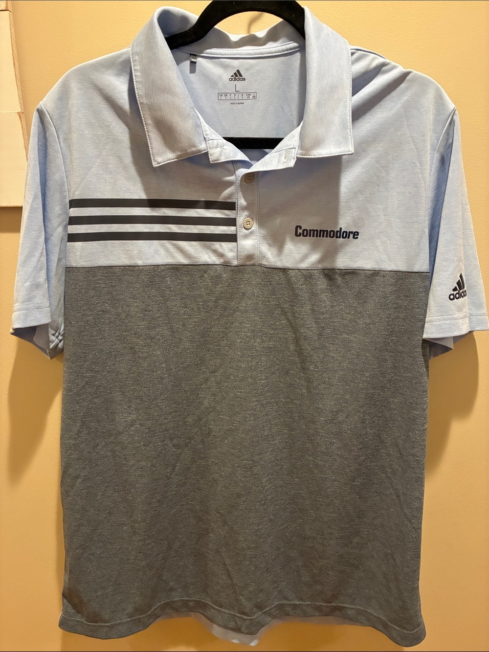 adidas Men's Two-Tone Light Blue & Gray Commodore Polo